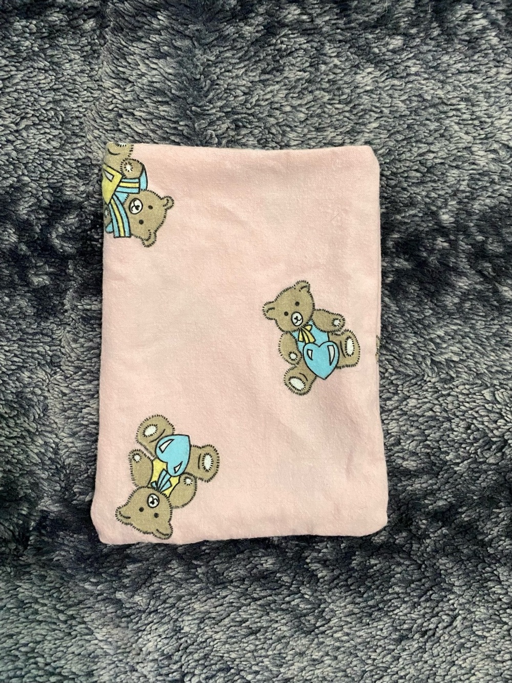 Handmade Teddy Bear Print Flannel Book Sleeve Cover Pocket